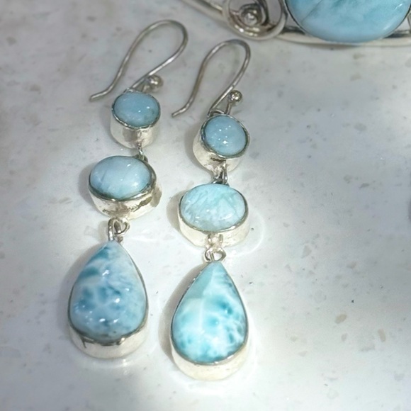 Handmade Jewelry - 925 Sterling Silver Caribbean Blue Larimar